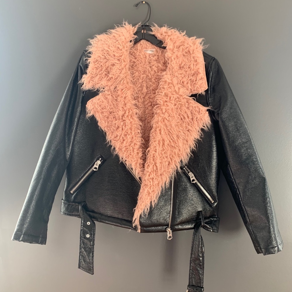Sunset + Spring Faux Leather Coat